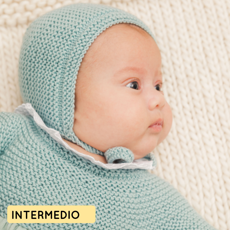 Kit para tejer en punto a dos agujas una capota de bebé