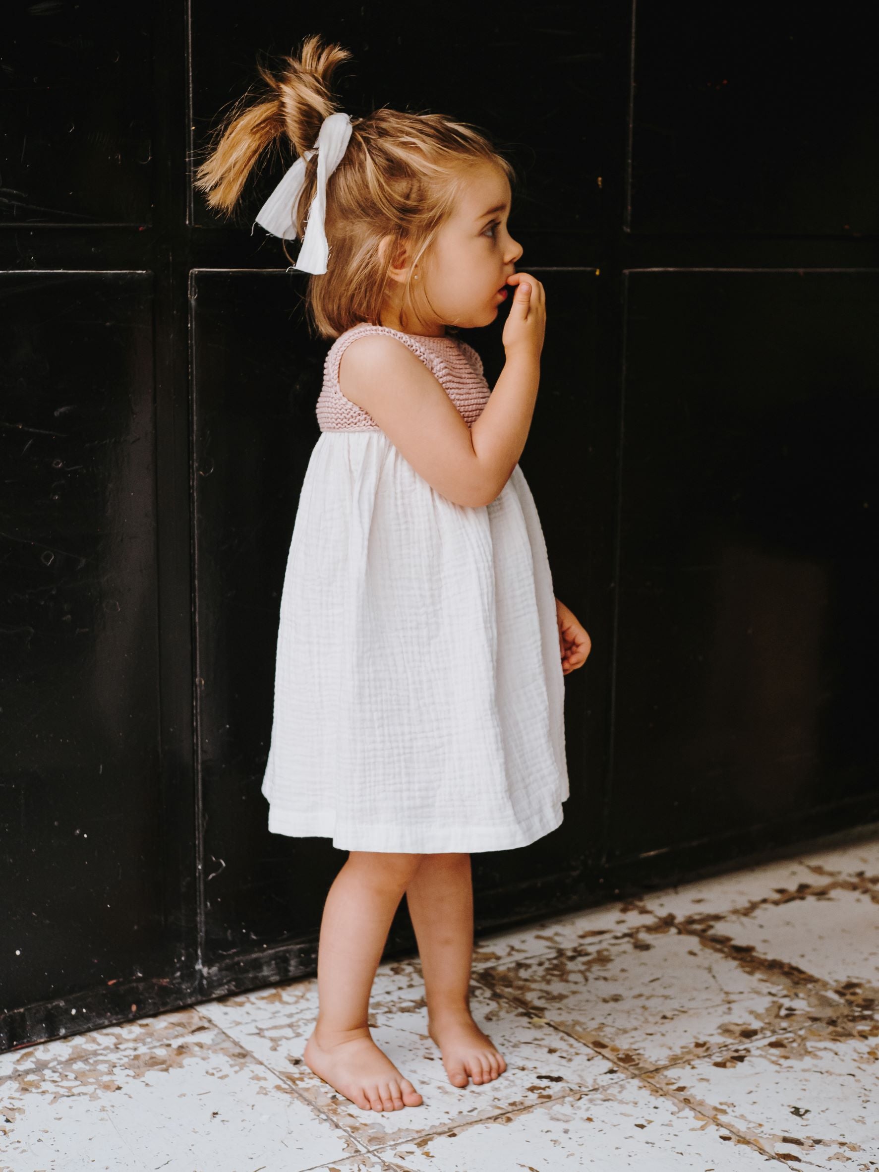 Camisón de verano en punto con ranglán tejido en algodón rosa