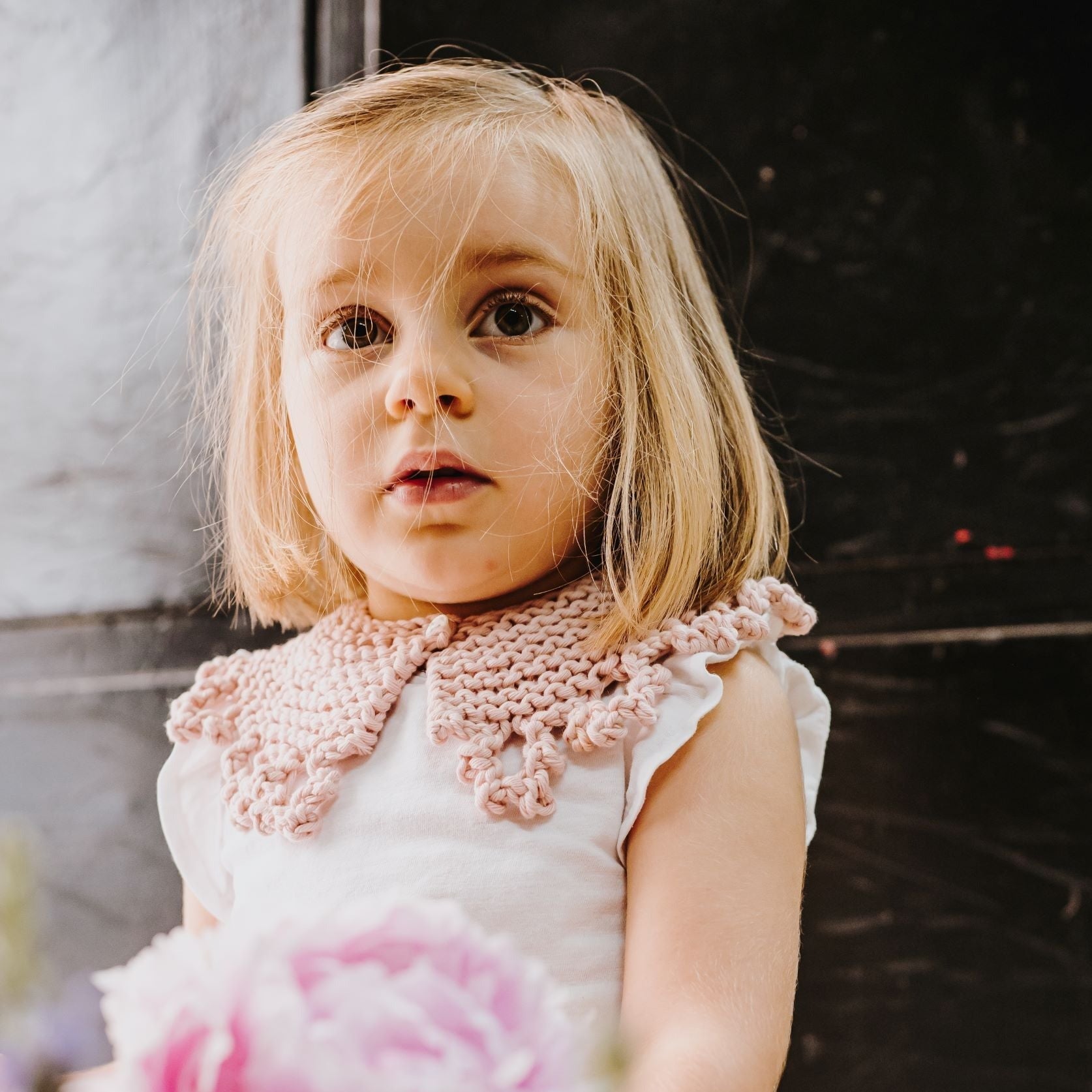 Cuello de punto rosa ballet en algodón orgánico de MöMMOT