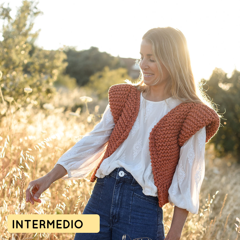 Kit tejer chaleco con hombreras de mujer