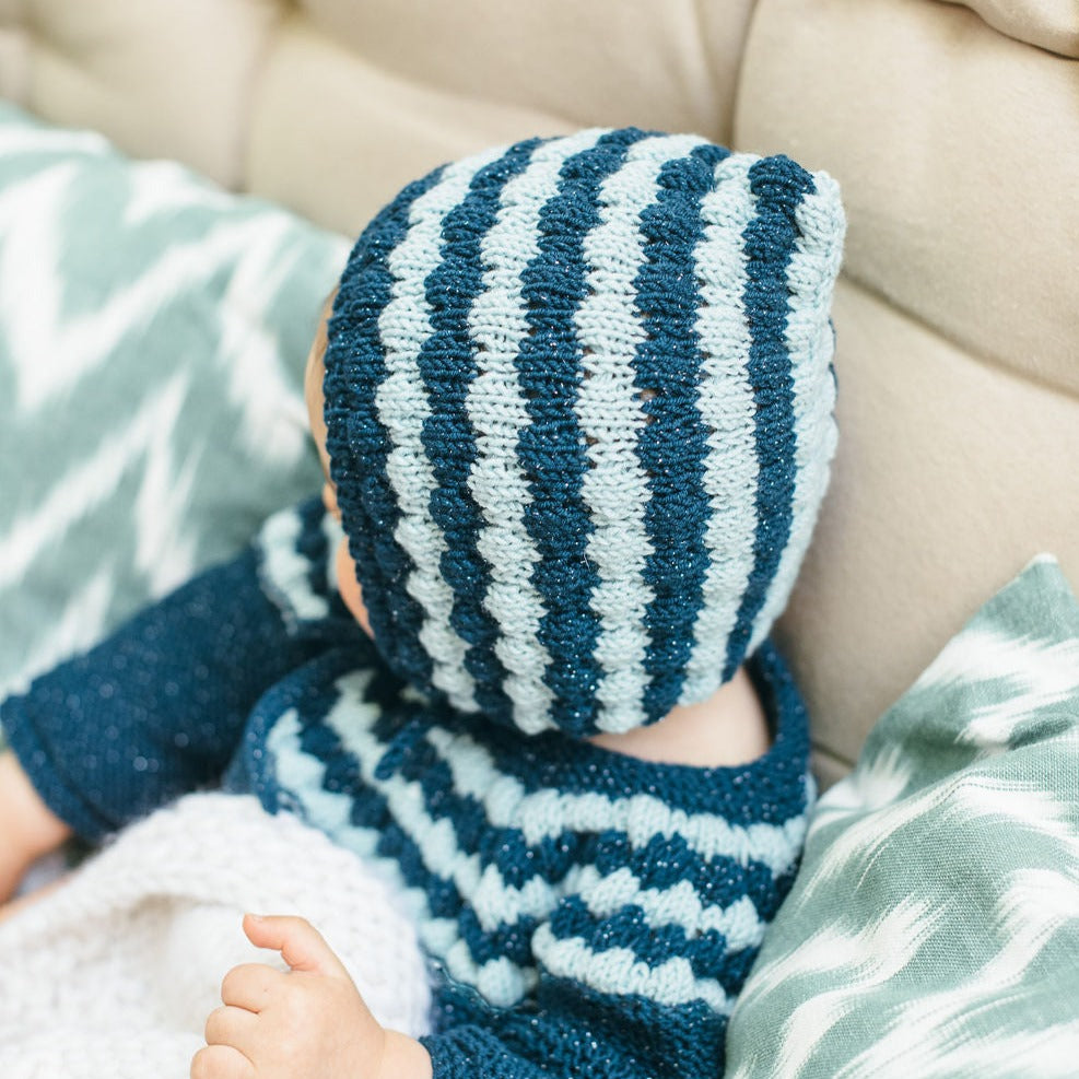 Kit para tejer capota bubbles de punto en dos colores